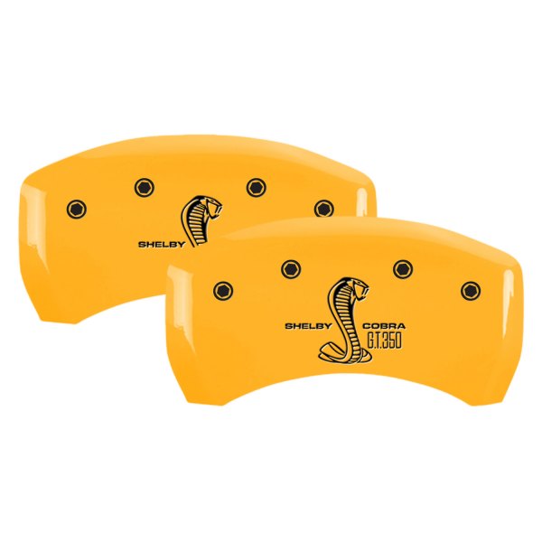 MGP® - Gloss Yellow Rear Caliper Covers with GT350 Shelby Cobra Engraving