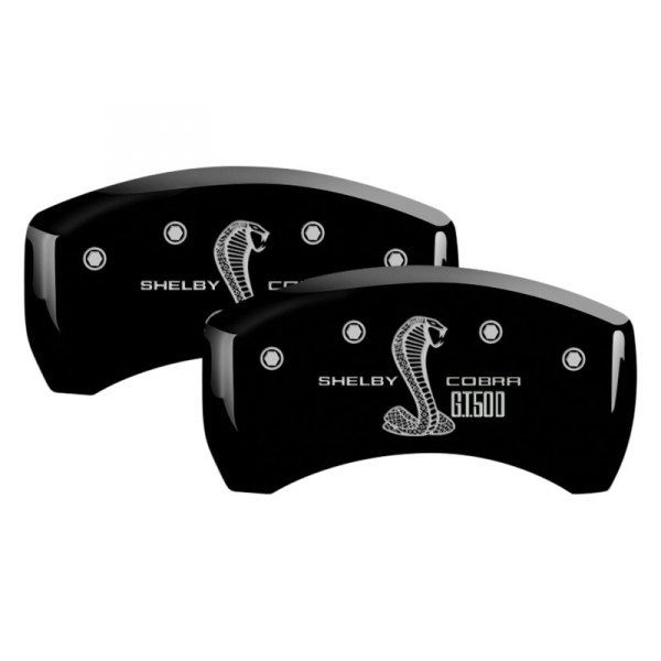 MGP® - Gloss Black Rear Caliper Covers with GT500 Shelby Cobra Engraving