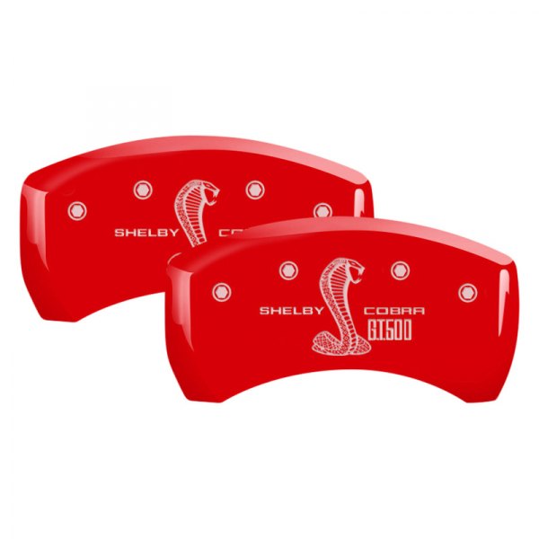 MGP® - Gloss Red Rear Caliper Covers with GT500 Shelby Cobra Engraving