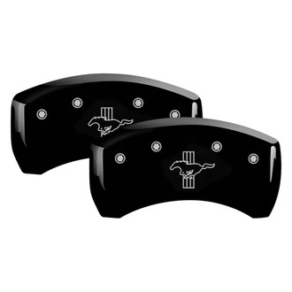 MGP® - Gloss Black Rear Caliper Covers with Bar and Pony S197 Engraving