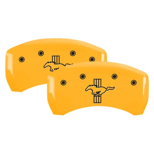 MGP® - Gloss Yellow Rear Caliper Covers with Bar and Pony S197 Engraving