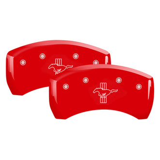 MGP® - Gloss Red Rear Caliper Covers with Bar and Pony Engraving