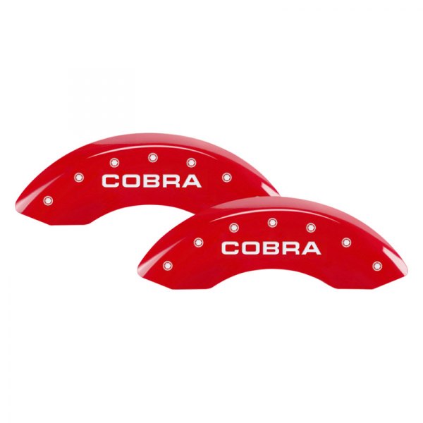 MGP® - Gloss Red Front Caliper Covers with Front Cobra and Rear Snake Logo Engraving (Full Kit, 4 pcs)
