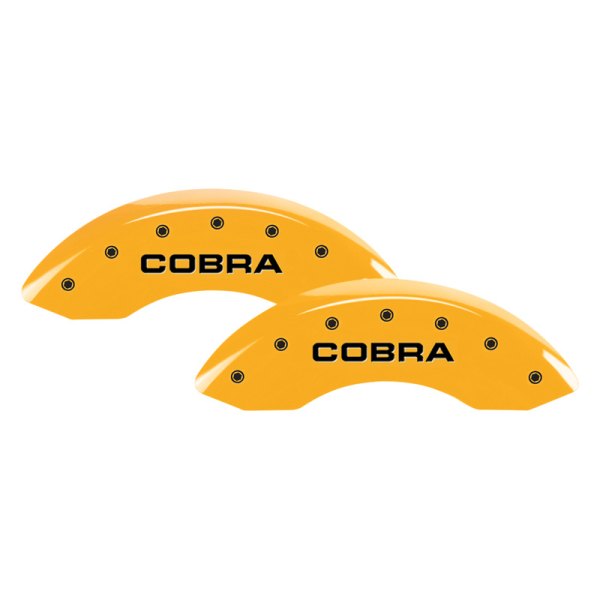MGP® - Gloss Yellow Front Caliper Covers with Front Cobra and Rear Snake Logo Engraving (Full Kit, 4 pcs)