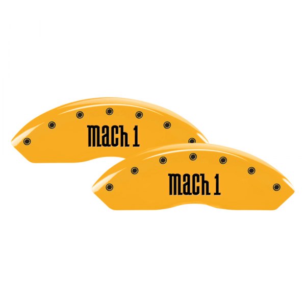 MGP® - Gloss Yellow Front Caliper Covers with Mach 1 Logo Engraving (Full Kit, 4 pcs)