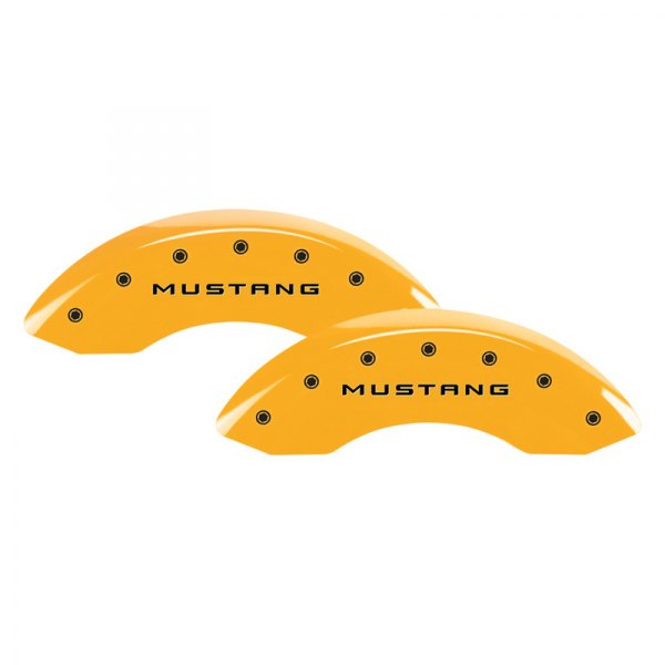 MGP® - Gloss Yellow Front Caliper Covers with Front Mustang and Rear GT S197 Engraving (Full Kit, 4 pcs)