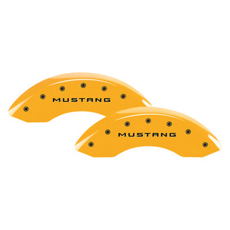 MGP® - Gloss Yellow Caliper Covers with Mustang / GT S197 Engraving (Full Kit, 4 pcs)