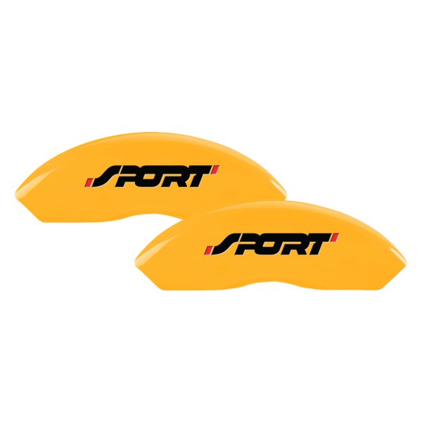 MGP® - Gloss Yellow Front Caliper Covers with No bolts SPORT Engraving (Full Kit, 4 pcs)
