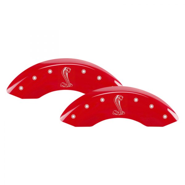 MGP® - Gloss Red Front Caliper Covers with Tiffany Snake Logo Engraving (Full Kit, 4 pcs)