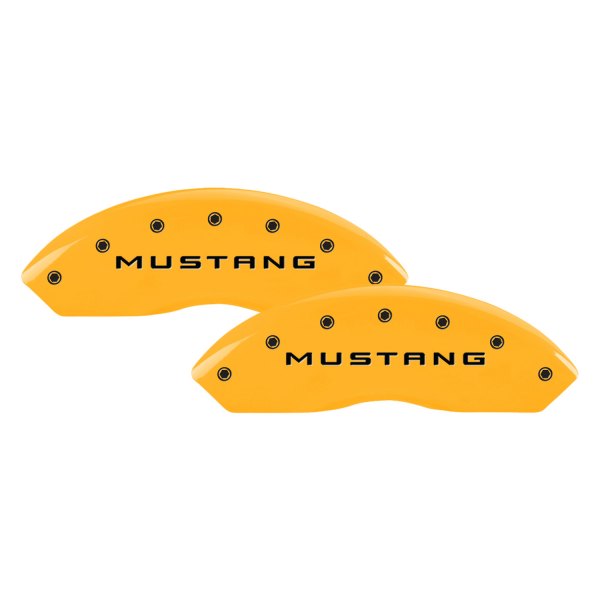 MGP® - Gloss Yellow Front Caliper Covers with Front Mustang and Rear 5.0 Engraving (Full Kit, 4 pcs)