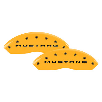 MGP® - Gloss Yellow Caliper Covers with Mustang / Bar and Pony Engraving (Full Kit, 4 pcs)