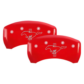 MGP® - Gloss Red Rear Caliper Covers with Bar and Pony Engraving