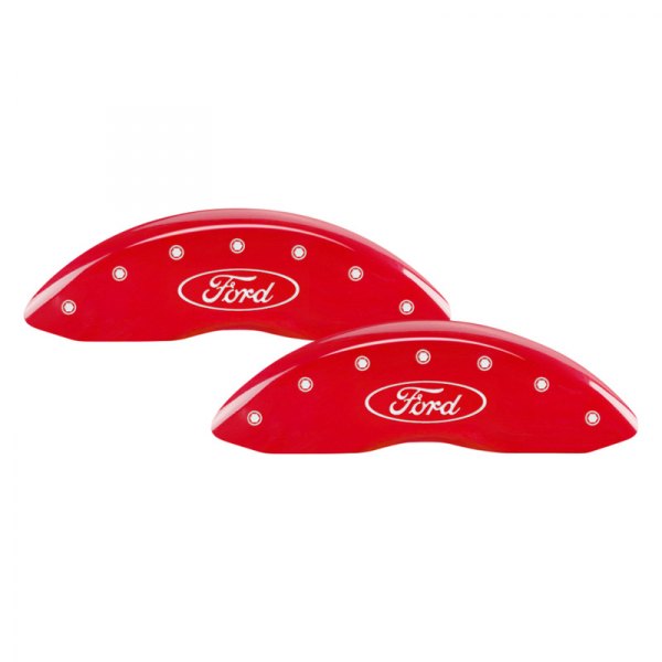 MGP® - Gloss Red Front Caliper Covers with Ford Oval Logo Engraving (Full Kit, 4 pcs)