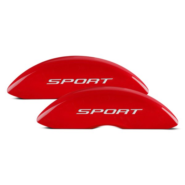 MGP® - Gloss Red Front Caliper Covers with No Bolts SPORT 2015 Engraving (Full Kit, 4 pcs)