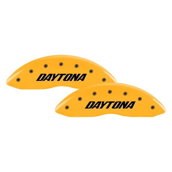 MGP® - Gloss Yellow Front Caliper Covers with Daytona Engraving (Full Kit, 4 pcs)