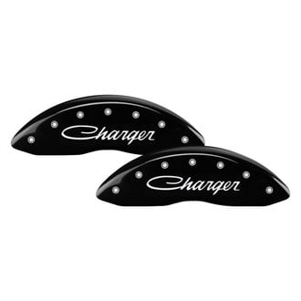 MGP® - Gloss Black Caliper Covers with Charger Cursive Engraving (Full Kit, 4 pcs)