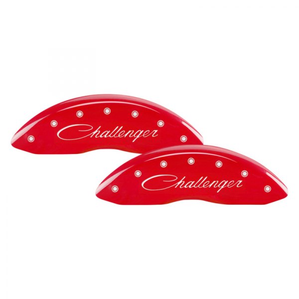 MGP® - Gloss Red Front Caliper Covers with Challenger Cursive Engraving (Full Kit, 4 pcs)