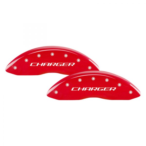 MGP® - Gloss Red Front Caliper Covers with Charger Block Engraving (Full Kit, 4 pcs)