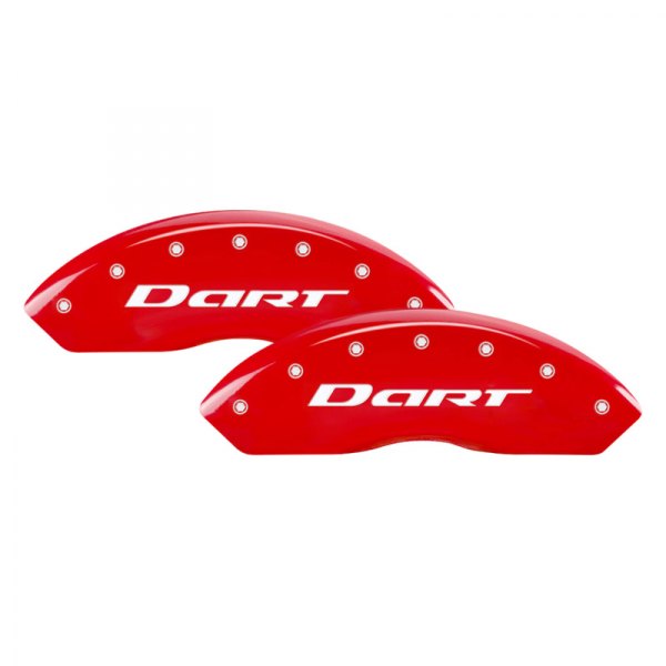 MGP® - Gloss Red Front Caliper Covers with Dart Engraving (Full Kit, 4 pcs)