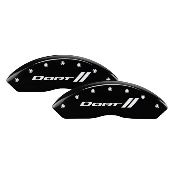 MGP® - Gloss Black Front Caliper Covers with Dart and Stripes Engraving (Full Kit, 4 pcs)