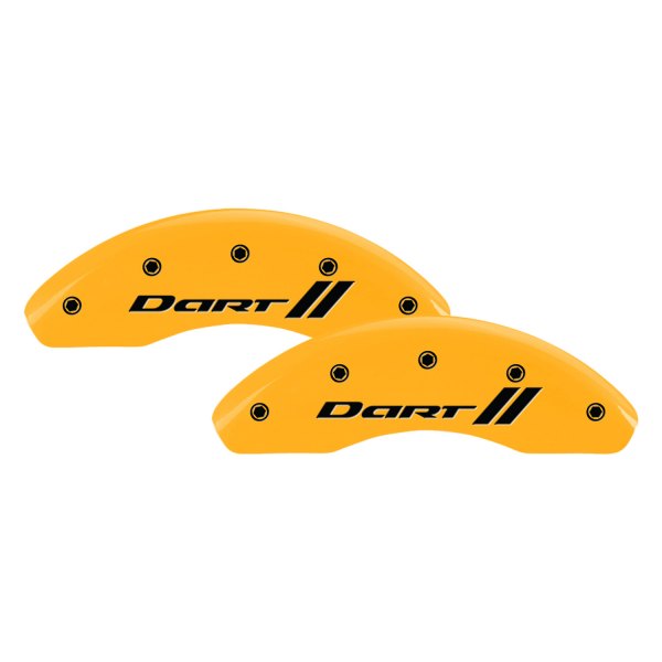 MGP® - Gloss Yellow Front Caliper Covers with Dart and Stripes Engraving (Full Kit, 4 pcs)