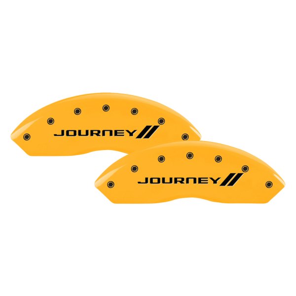 MGP® - Gloss Yellow Front Caliper Covers with Journey and Stripes Engraving (Full Kit, 4 pcs)