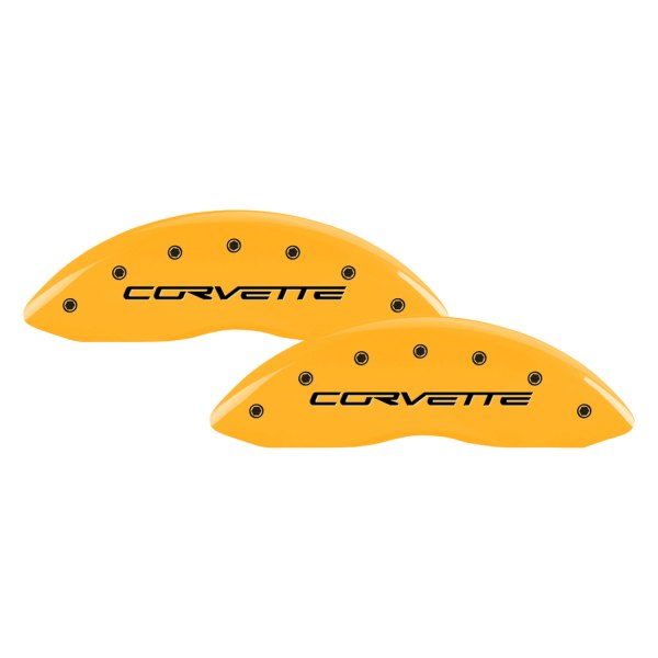MGP® - Gloss Yellow Front Caliper Covers with Corvette C6 Engraving (Full Kit, 4 pcs)