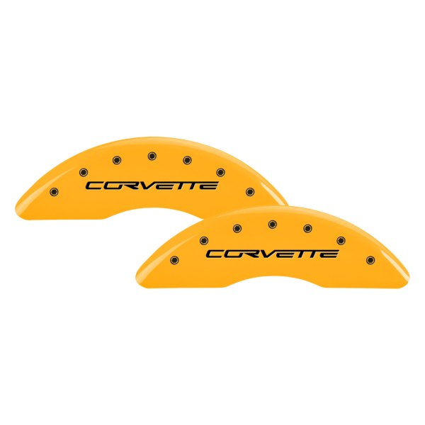 MGP® - Gloss Yellow Front Caliper Covers with Front Corvette and Rear Z06 C6 Engraving (Full Kit, 4 pcs)