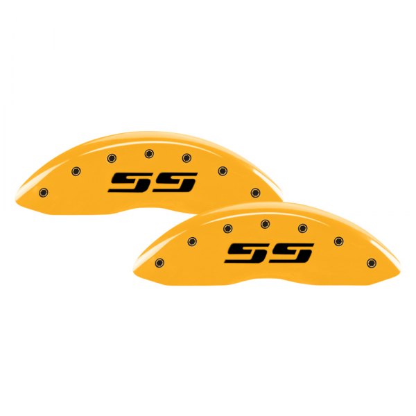 MGP® - Gloss Yellow Front Caliper Covers with SS Silverado Engraving (Full Kit, 4 pcs)