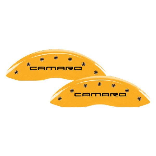 MGP® - Gloss Yellow Front Caliper Covers with Camaro Gen 4 Engraving (Full Kit, 4 pcs)