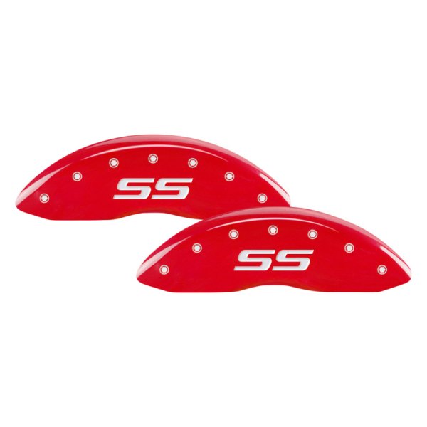 MGP® - Gloss Red Front Caliper Covers with SS Monte Carlo Engraving (Full Kit, 4 pcs)