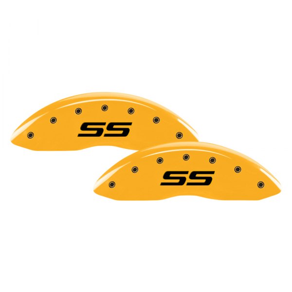 MGP® - Gloss Yellow Front Caliper Covers with SS Monte Carlo Engraving (Full Kit, 4 pcs)