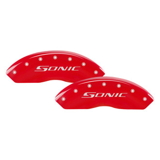 MGP® - Gloss Red Caliper Covers with Sonic Engraving (Full Kit, 4 pcs)