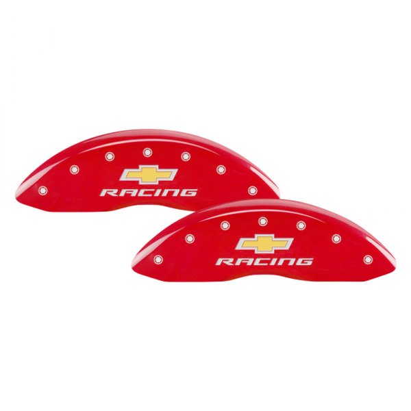 MGP® - Gloss Red Front Caliper Covers with Chevy Racing Engraving (Full Kit, 4 pcs)