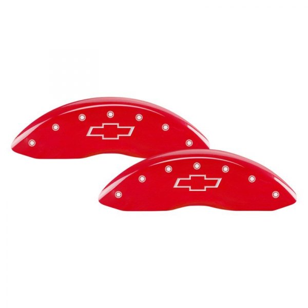 MGP® - Gloss Red Front Caliper Covers with Bowtie Engraving (Full Kit, 4 pcs)
