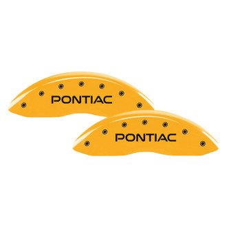 MGP® - Gloss Yellow Caliper Covers with Pontiac / Arrow Logo Engraving (Full Kit, 4 pcs)