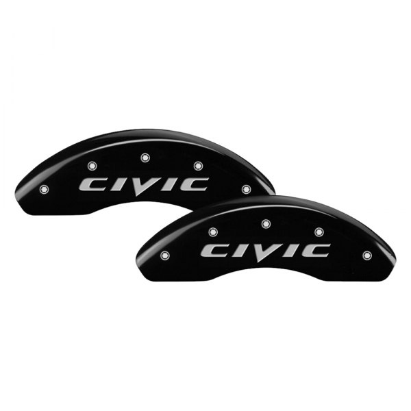 MGP® - Gloss Black Front Caliper Covers with Civic 2015 Engraving (Full Kit, 4 pcs)