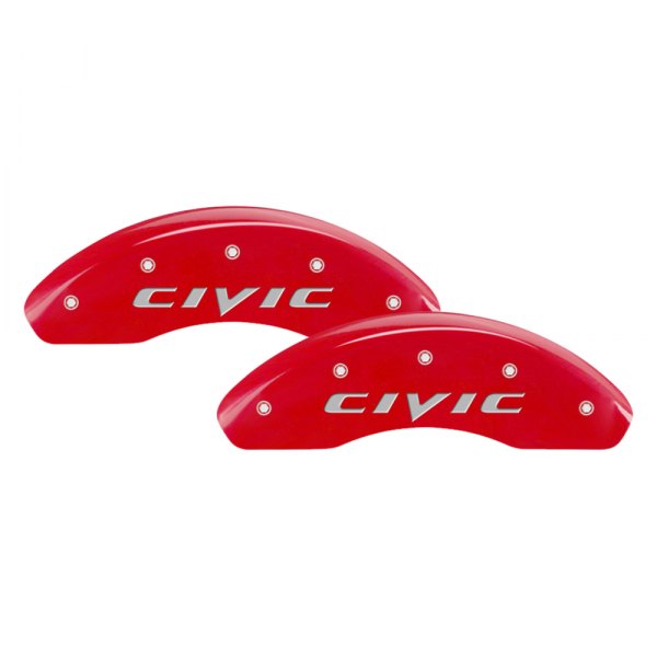 MGP® - Gloss Red Front Caliper Covers with Civic 2015 Engraving (Full Kit, 4 pcs)