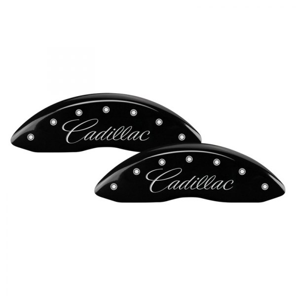 MGP® - Gloss Black Front Caliper Covers with Front Cadillac and Rear SRX Engraving (Full Kit, 4 pcs)