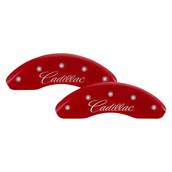 MGP® - Gloss Red Front Caliper Covers with Front Cadillac and Rear XTS Engraving (Full Kit, 4 pcs)