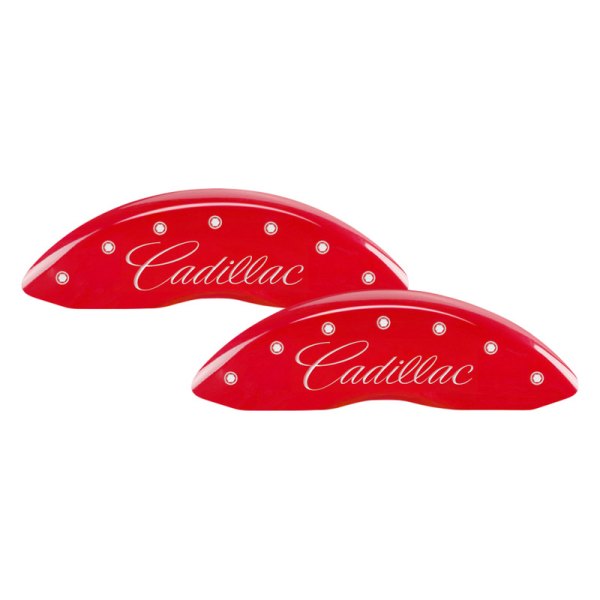 MGP® - Gloss Red Front Caliper Covers with Front Cadillac and Rear XLR Engraving (Full Kit, 4 pcs)