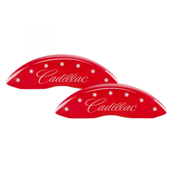 MGP® - Gloss Red Front Caliper Covers with Front Cadillac and Rear XLR Engraving (Full Kit, 4 pcs)