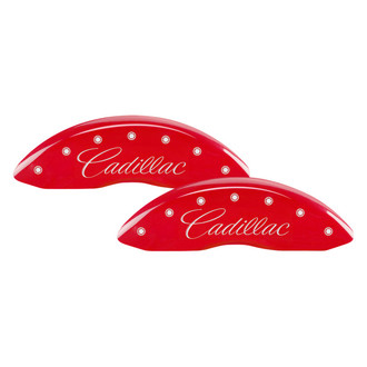 MGP® - Gloss Red Caliper Covers with Cadillac / CTS Engraving (Full Kit, 4 pcs)