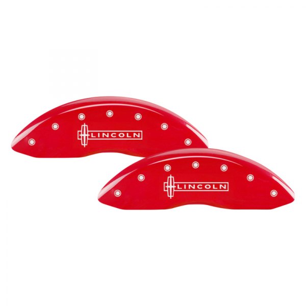 MGP® - Gloss Red Front Caliper Covers with Front Lincoln and Rear Star Logo Engraving (Full Kit, 4 pcs)