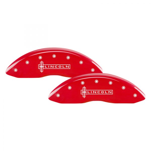 MGP® - Gloss Red Front Caliper Covers with Front Lincoln and Rear MKS Engraving (Full Kit, 4 pcs)