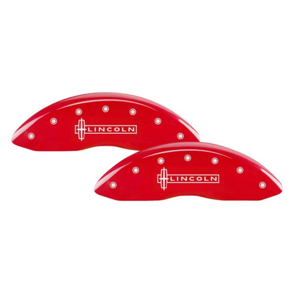 MGP® - Gloss Red Front Caliper Covers with Lincoln Engraving (Full Kit, 4 pcs)