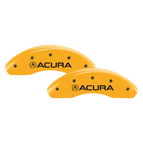 MGP® - Gloss Yellow Front Caliper Covers with Front Acura and Rear RSX Engraving (Full Kit, 4 pcs)