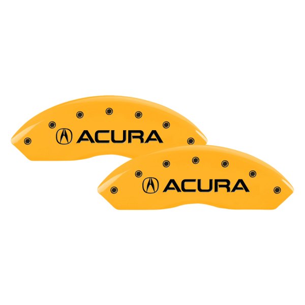 MGP® - Gloss Yellow Front Caliper Covers with Front Acura and Rear TLX Engraving (Full Kit, 4 pcs)