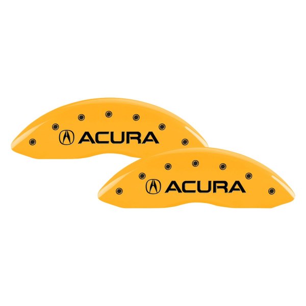 MGP® - Gloss Yellow Front Caliper Covers with Front Acura and Rear MDX Engraving (Full Kit, 4 pcs)