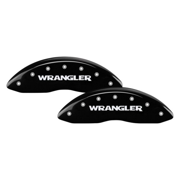 MGP® - Gloss Black Front Caliper Covers with Wrangler Engraving (Full Kit, 4 pcs)